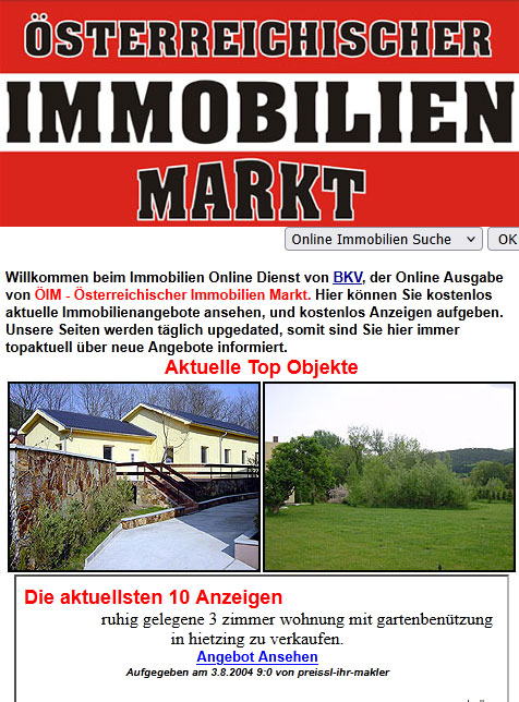 Immobilienmarkt Immobilienplattform 2004